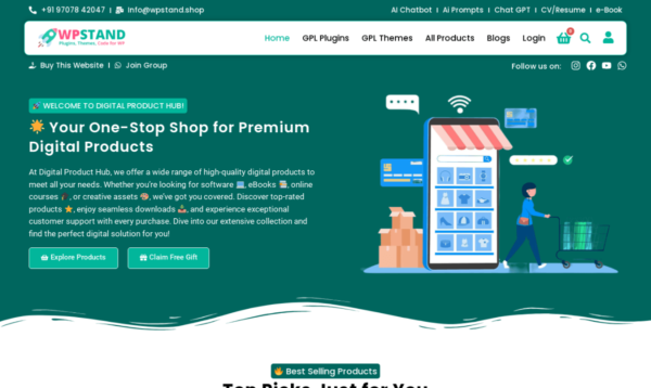 High Converting Digital Product Selling Website Template with 2000+ Products